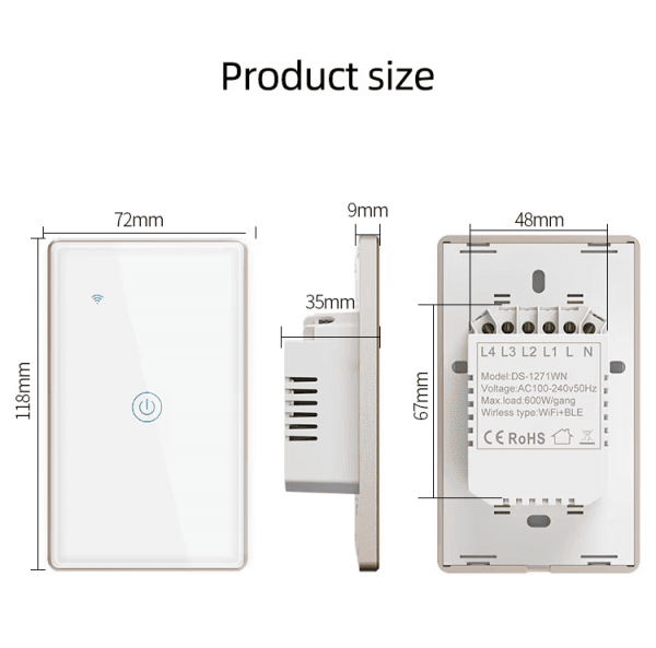 US 1gang metal bezel smart switch