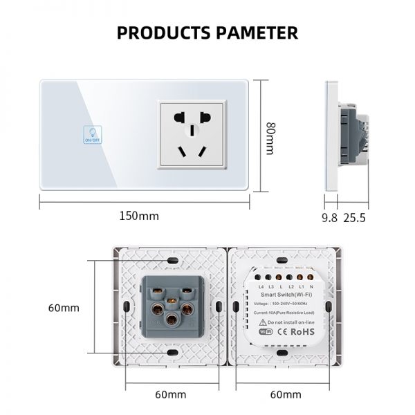 80mm DIY Smart Touch Switch &Wall Socket