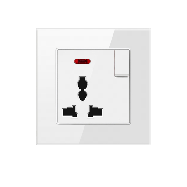 Glass 1gang 3pin Universal Wall Socket - Image 2