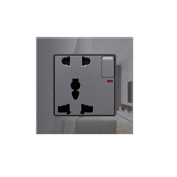 Glass 1gang 5pin Wall Socket - Image 3