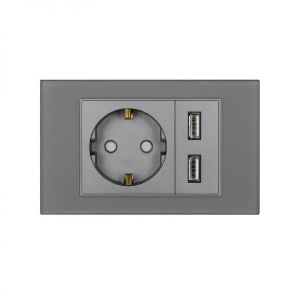 glass panel Germany socket with USB outlet - Image 3