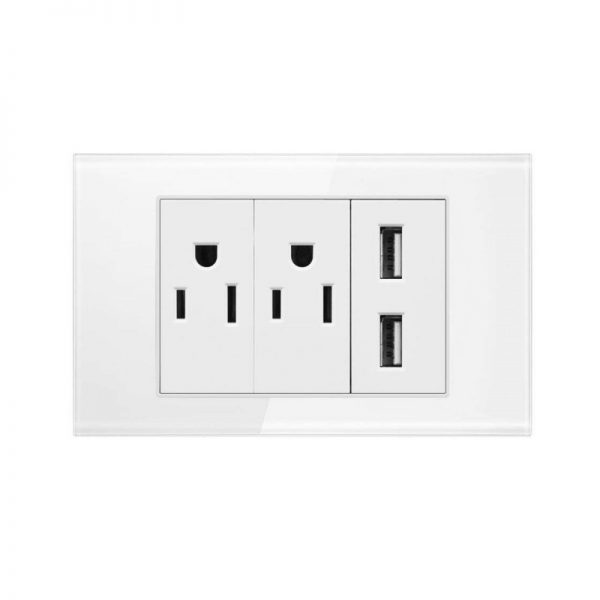 glass panel  US socket 1/3+US socket 1/3+2USB 1/3 Wall Outlet