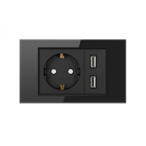 glass panel Germany socket with USB outlet - Image 4