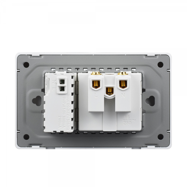 glass panel Germany socket with USB outlet - Image 5