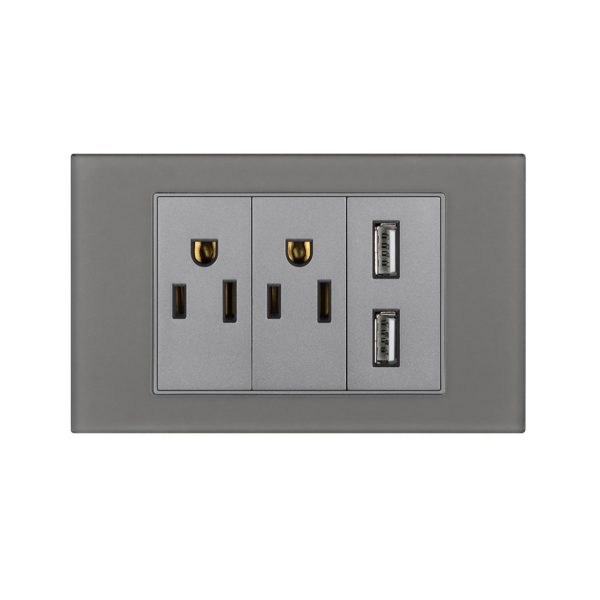 glass panel  US socket 1/3+US socket 1/3+2USB 1/3 Wall Outlet - Image 3