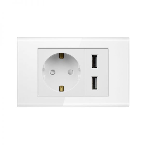 glass panel Germany socket with USB outlet