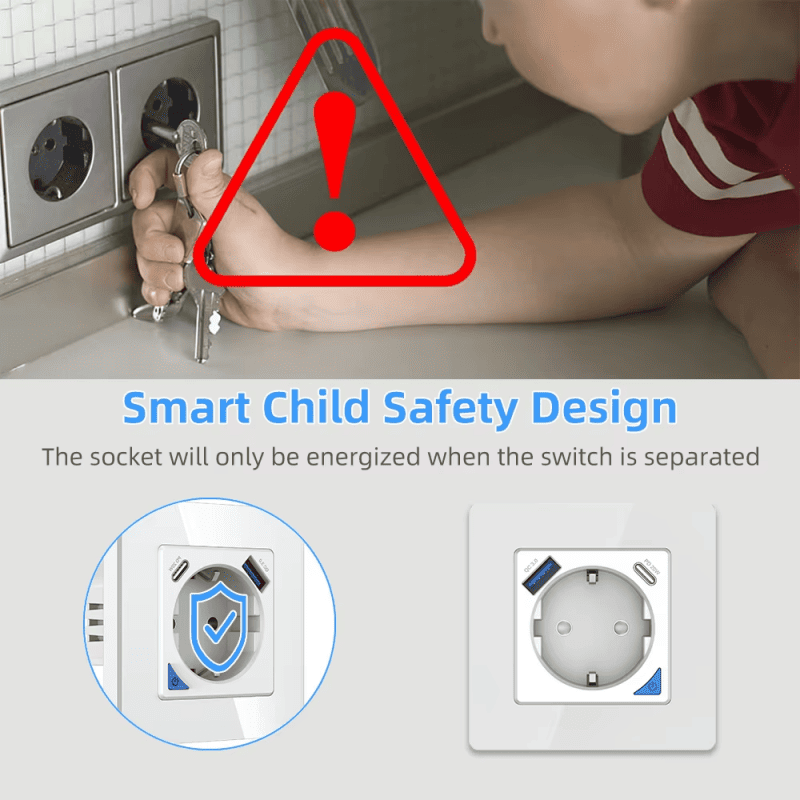 France smart wall socket USB-TYPE C