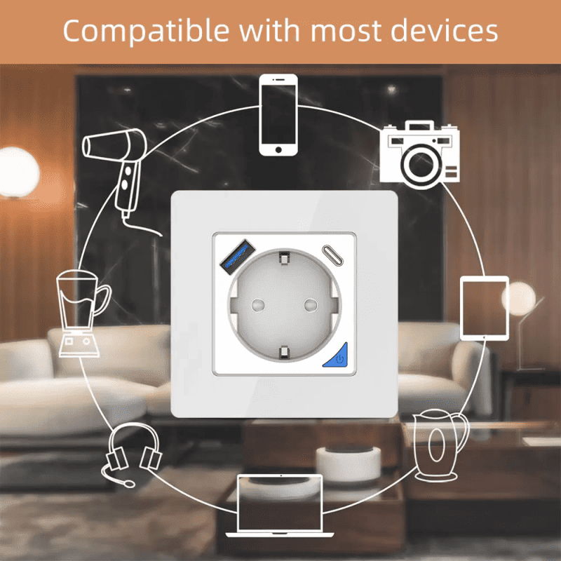 France smart wall socket USB-TYPE C