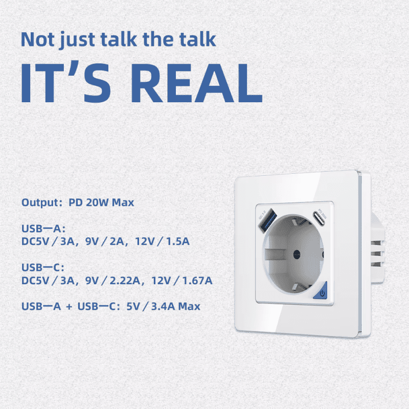 France smart wall socket USB-TYPE C