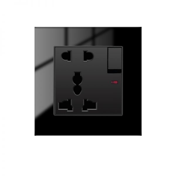 Glass 1gang 5pin Wall Socket