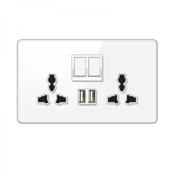 Double Universal Wall Socket with 2USB Ports