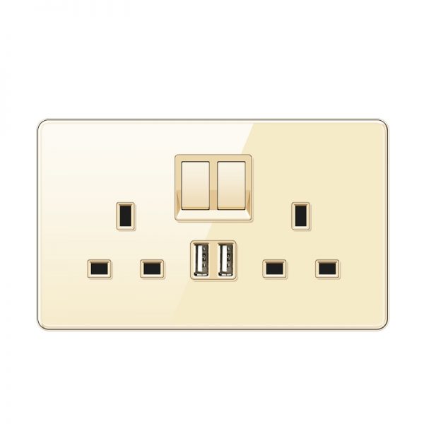 Double 13A Wall Socket with 2USB Ports - Image 3