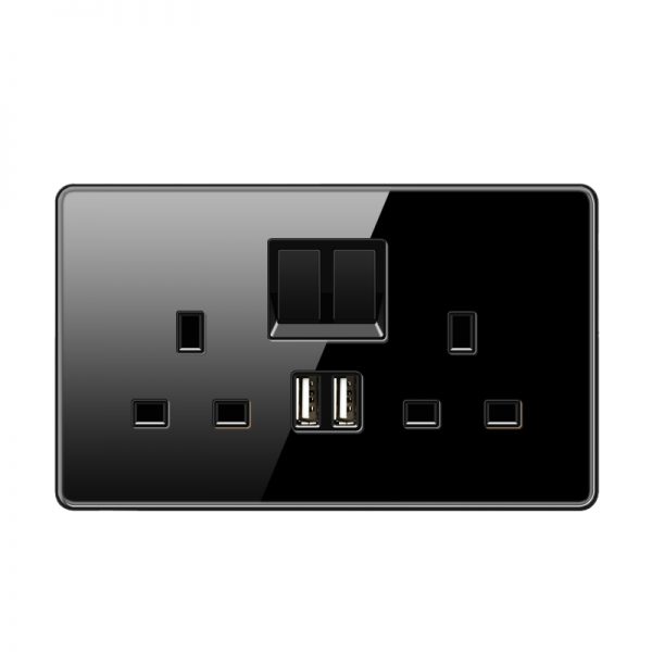 Double 13A Wall Socket with 2USB Ports - Image 2