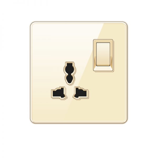 Tempered Glass 3Pin Multi Wall Switched Outlet - Image 3