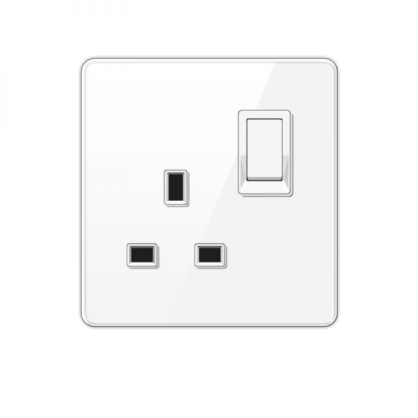 Tempered Glass 13A UK Wall Switched Outlet