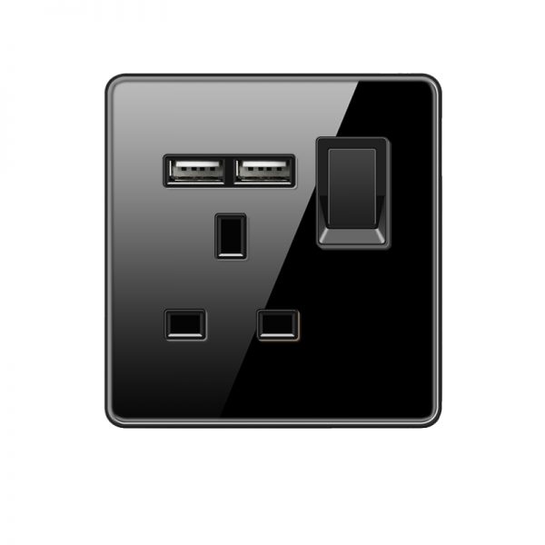 13A UK Wall Switched Outlet with 2USB Ports - Image 3