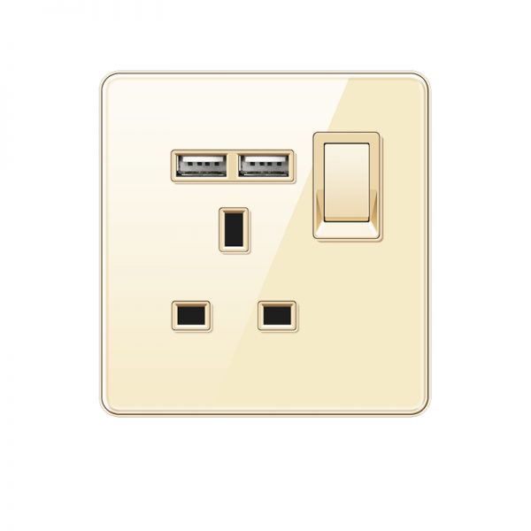 13A UK Wall Switched Outlet with 2USB Ports - Image 4