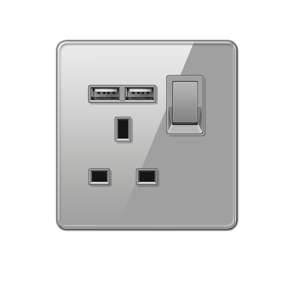 13A UK Wall Switched Outlet with 2USB Ports - Image 5