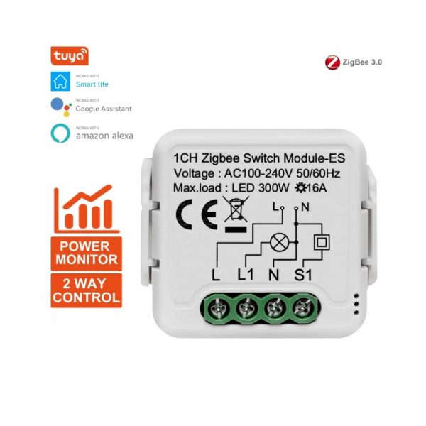 Zigbee 16A Smart Switch Module with With Energy Monitor