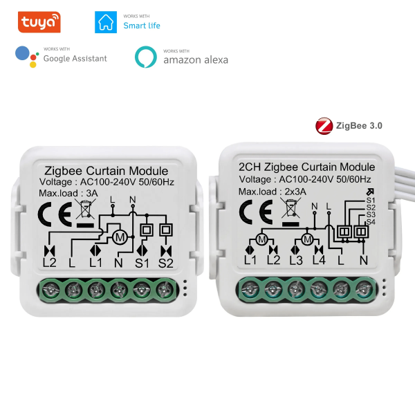 3A 1/2Gang Smart Zigbee Curtain Switch Module