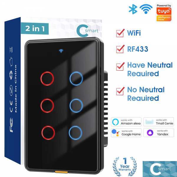 Type C WiFi 6Gang RF433 US Light Smart Switch - Image 3