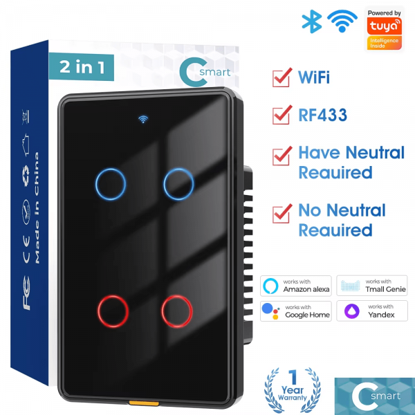 Type C WiFi 4Gang RF433 US Light Smart Switch - Image 3