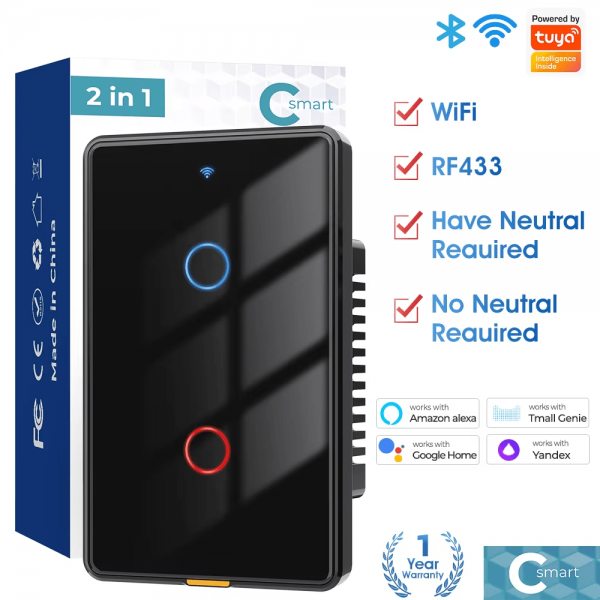 Type C WiFi 2Gang RF433 US Light Smart Switch - Image 2