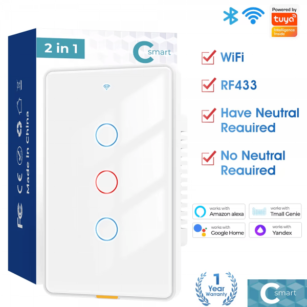 Type C WiFi 3Gang RF433 US Light Smart Switch - Image 3