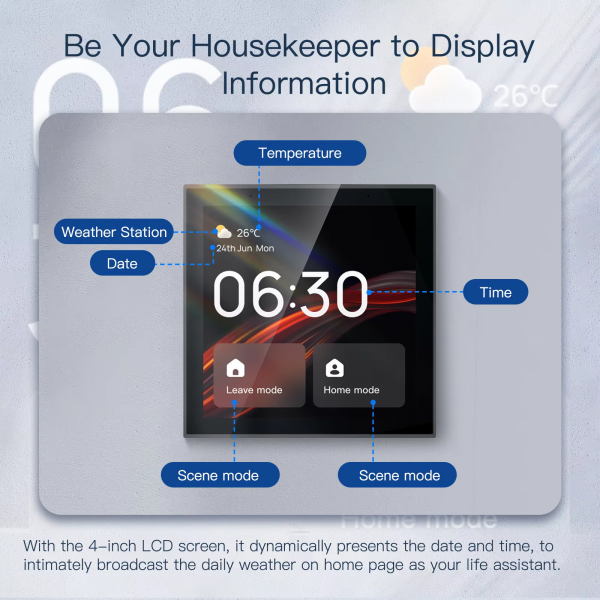 Tuya 4 Inches Smart Home Center Control Panel Built-in Alexa - Image 4