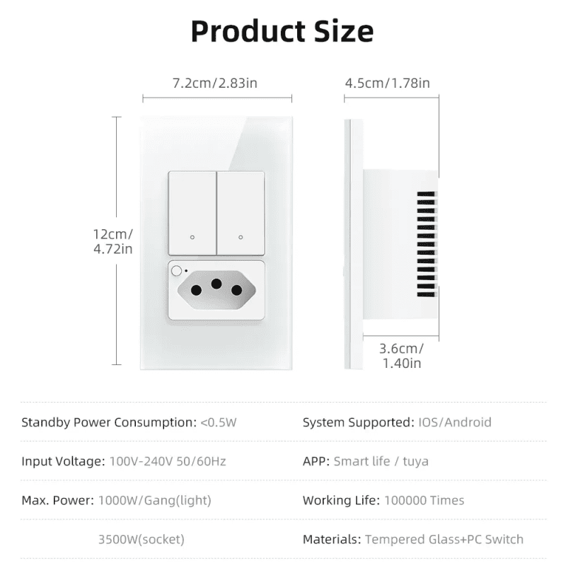 1/2gang brazil smart switch&socket 