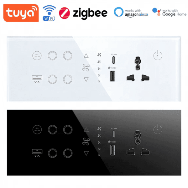 Muti-function Tuya WIFI/ZIGBEE Combination Smart Wall Switch Socket