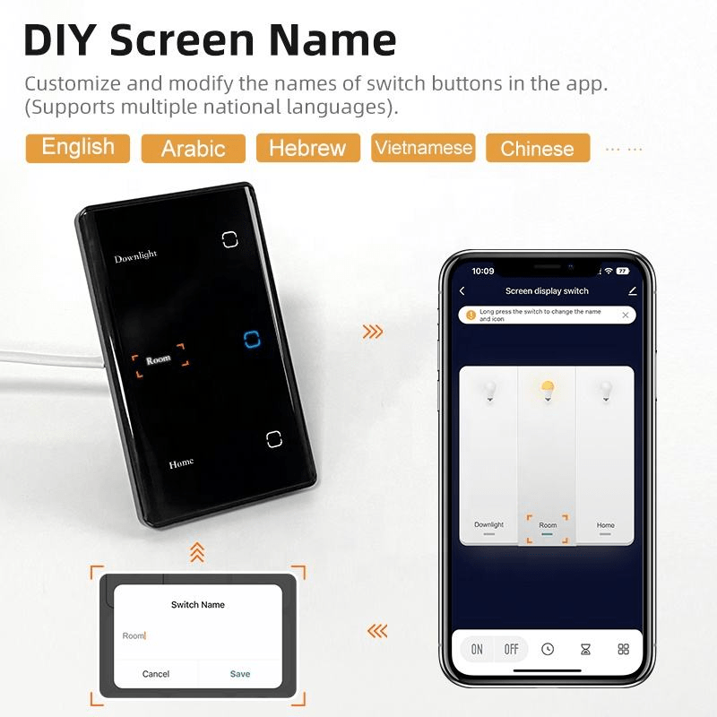 US curved glass with LED display switch