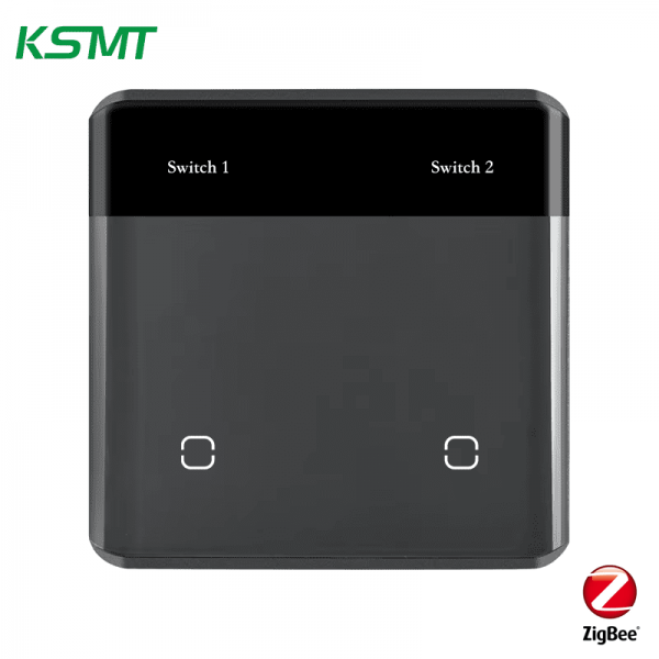 zigbee 2gang curved glass with LED display switch
