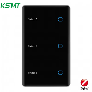 3gang US curved glass with LED display switch