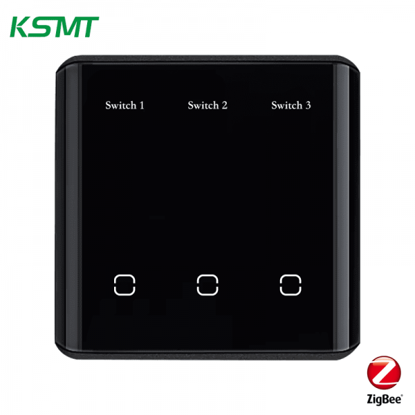 zigbee 3gang curved glass with LED display switch