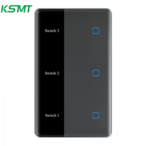 3gang US curved glass with LED display switch
