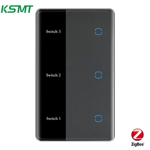 3gang US curved glass with LED display switch