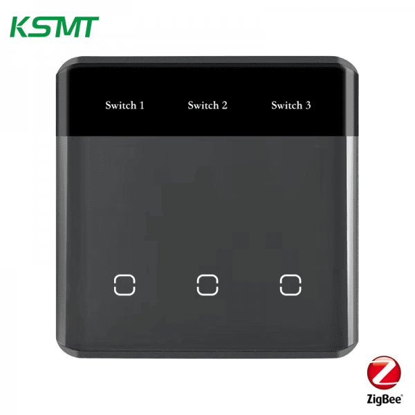 zigbee 3gang curved glass with LED display switch