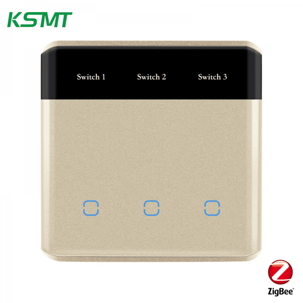 zigbee 3gang curved glass with LED display switch