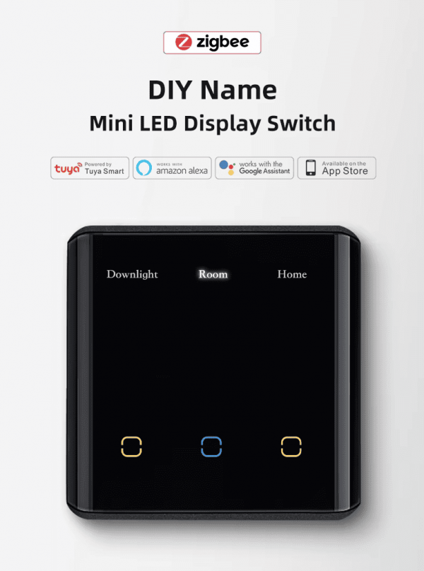 zigbee curved glass with LED display switch