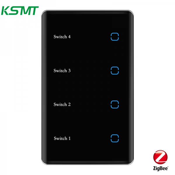 4gang US curved glass with LED display switch
