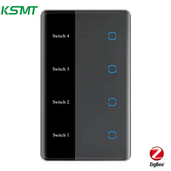 4gang US curved glass with LED display switch