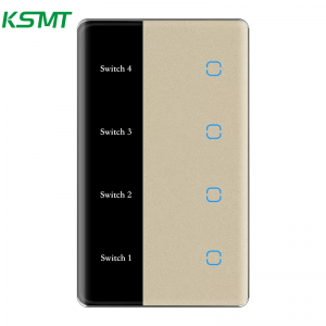 4gang US curved glass with LED display switch