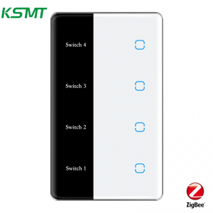 4gang US curved glass with LED display switch