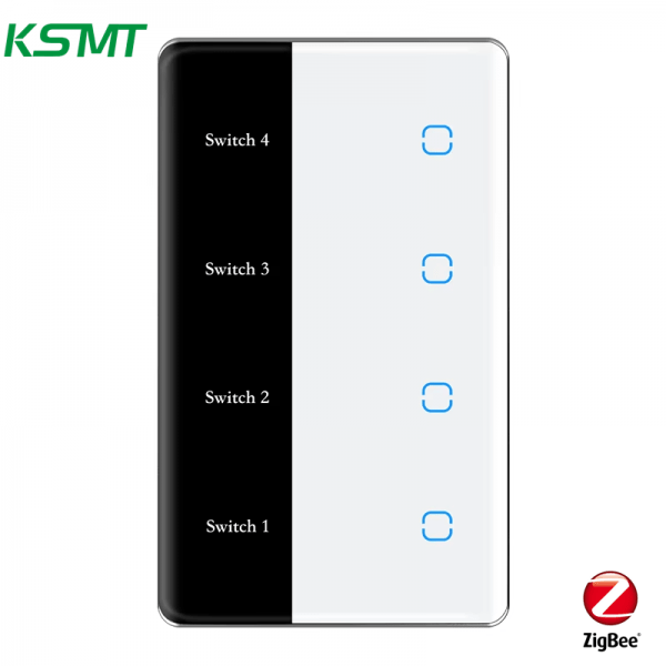 4gang US curved glass with LED display switch
