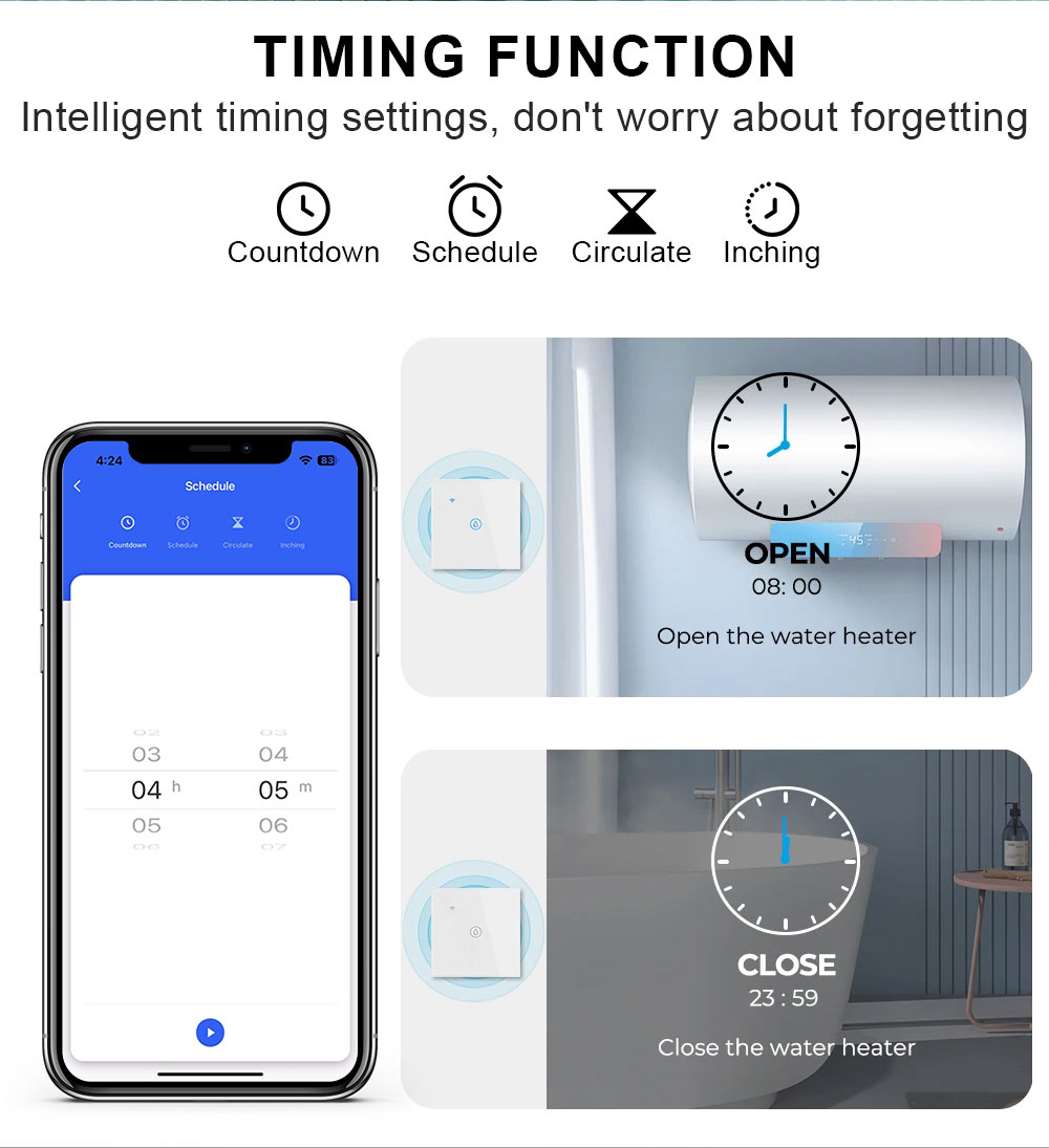 5000W water heater switch with power metering