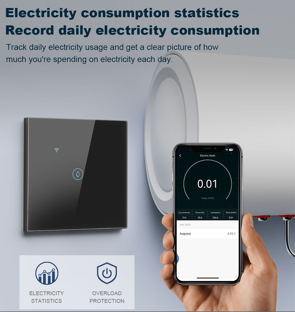 5000W water heater switch with power metering